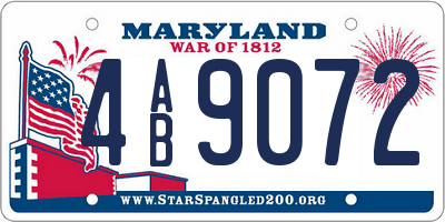 MD license plate 4AB9072