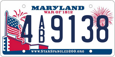 MD license plate 4AB9138