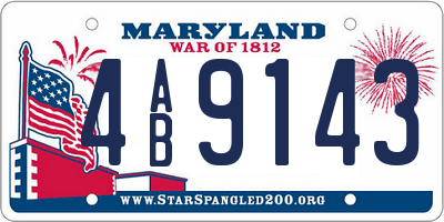 MD license plate 4AB9143