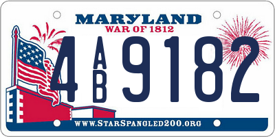 MD license plate 4AB9182