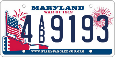 MD license plate 4AB9193