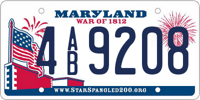 MD license plate 4AB9208