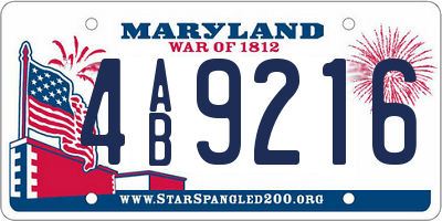 MD license plate 4AB9216