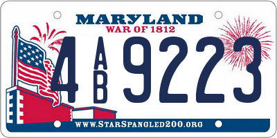 MD license plate 4AB9223