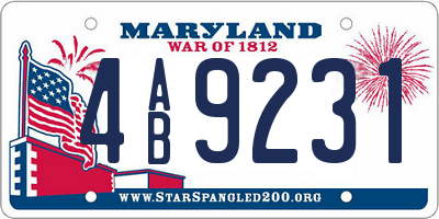 MD license plate 4AB9231