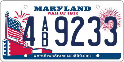 MD license plate 4AB9233