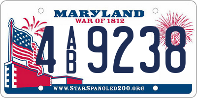 MD license plate 4AB9238