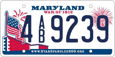 MD license plate 4AB9239