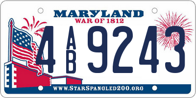 MD license plate 4AB9243