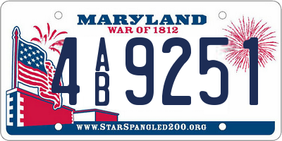 MD license plate 4AB9251