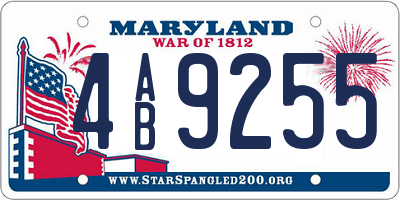 MD license plate 4AB9255