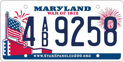 MD license plate 4AB9258