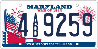 MD license plate 4AB9259