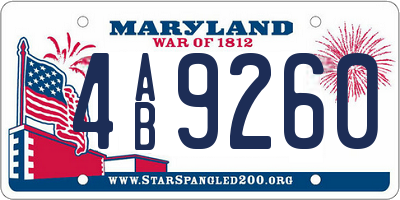 MD license plate 4AB9260