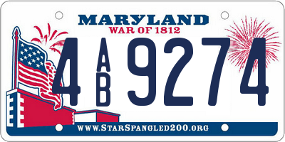 MD license plate 4AB9274