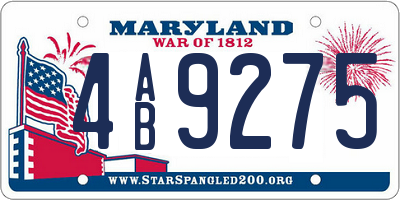 MD license plate 4AB9275