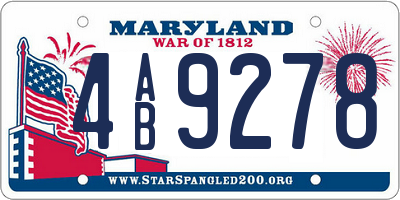MD license plate 4AB9278