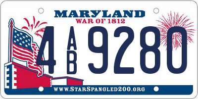 MD license plate 4AB9280