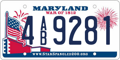 MD license plate 4AB9281