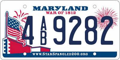 MD license plate 4AB9282