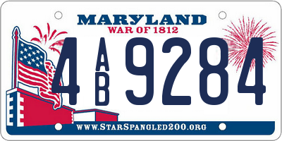 MD license plate 4AB9284