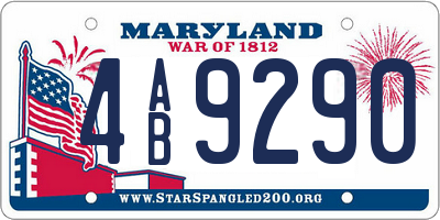 MD license plate 4AB9290
