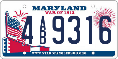 MD license plate 4AB9316