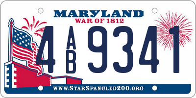MD license plate 4AB9341
