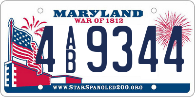 MD license plate 4AB9344