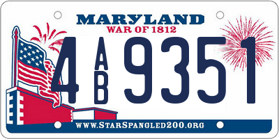 MD license plate 4AB9351