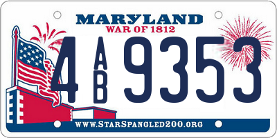 MD license plate 4AB9353