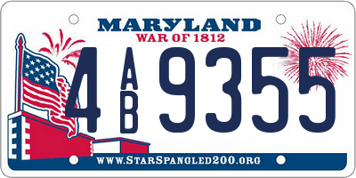 MD license plate 4AB9355