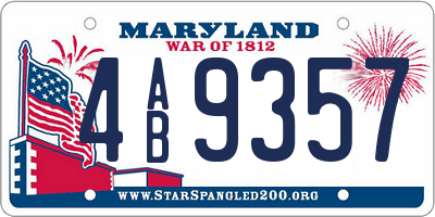 MD license plate 4AB9357