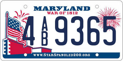 MD license plate 4AB9365