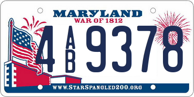MD license plate 4AB9378