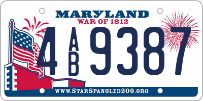MD license plate 4AB9387