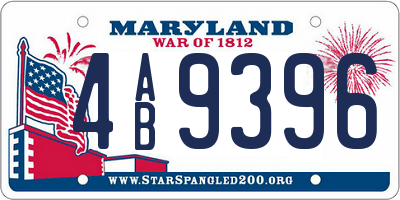 MD license plate 4AB9396