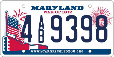 MD license plate 4AB9398