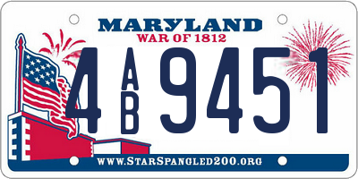 MD license plate 4AB9451