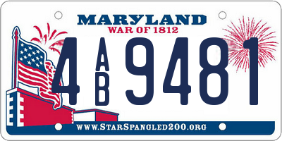 MD license plate 4AB9481
