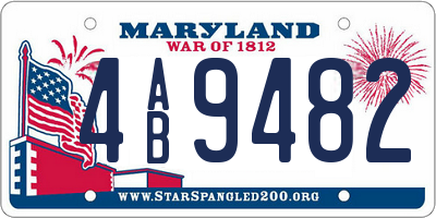MD license plate 4AB9482