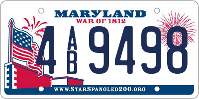 MD license plate 4AB9498