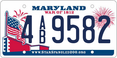 MD license plate 4AB9582