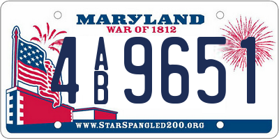 MD license plate 4AB9651