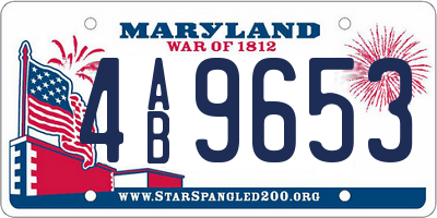MD license plate 4AB9653