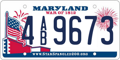 MD license plate 4AB9673
