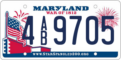 MD license plate 4AB9705