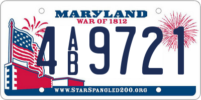 MD license plate 4AB9721