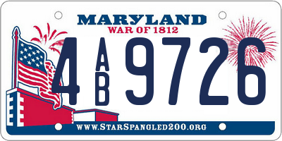 MD license plate 4AB9726