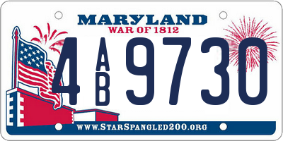 MD license plate 4AB9730